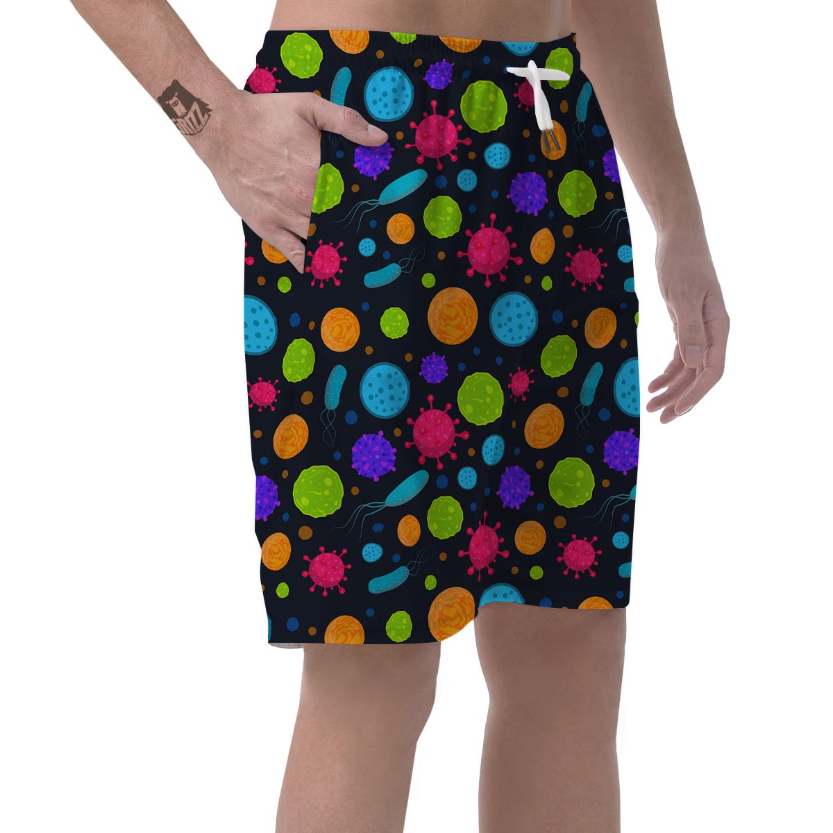 Bacteria Virus Pattern Print Men's Shorts-grizzshop