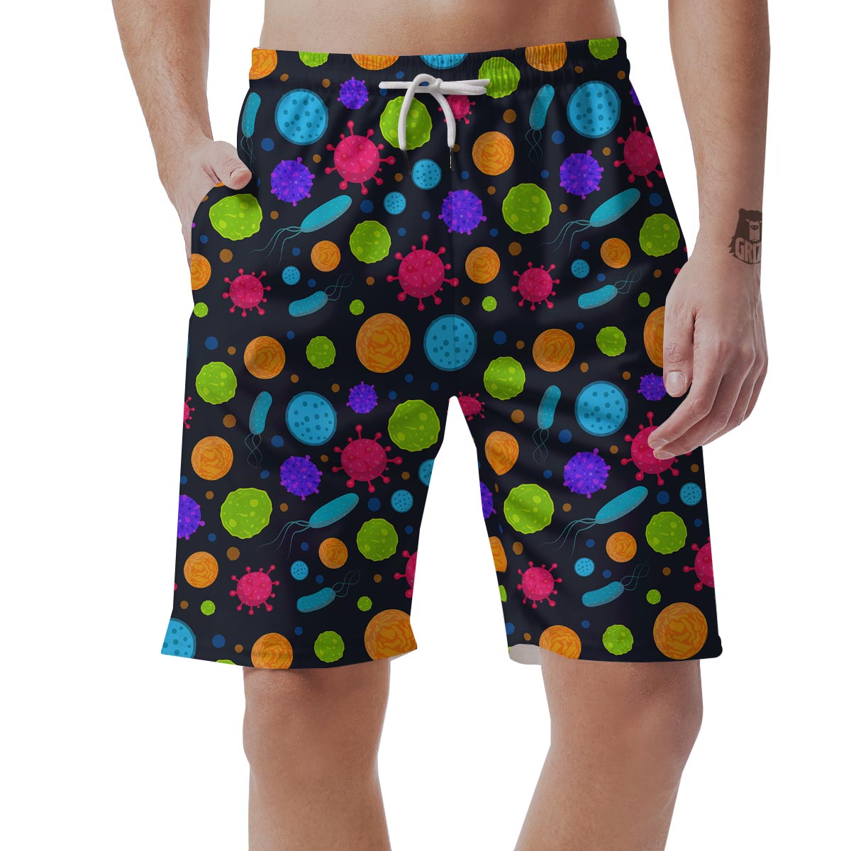 Bacteria Virus Pattern Print Men's Shorts-grizzshop