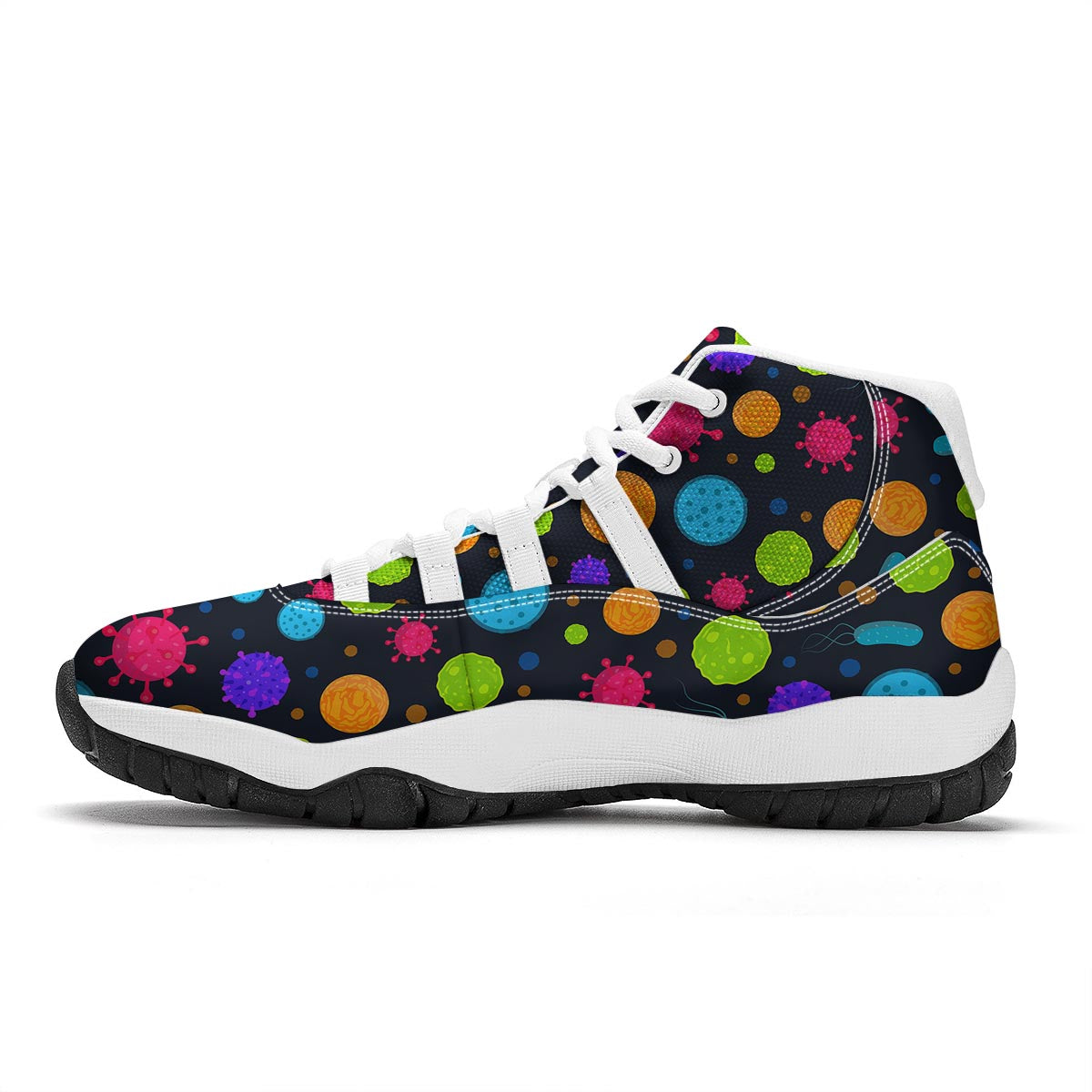 Bacteria Virus Pattern Print White Bball Shoes-grizzshop