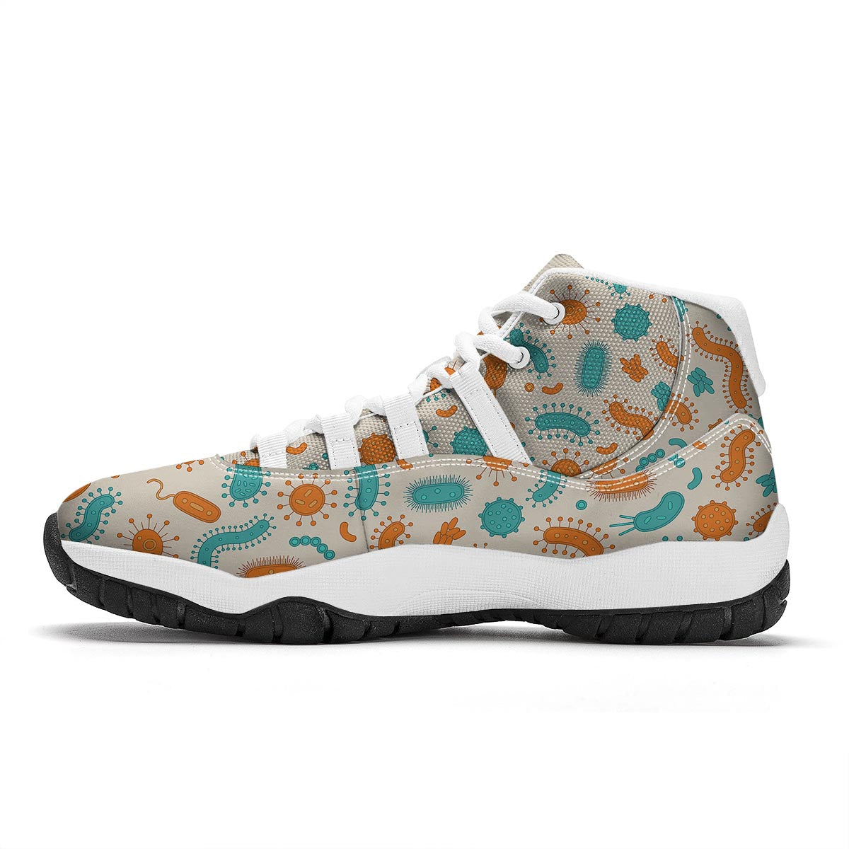 Bacteria Virus Print Pattern White Bball Shoes-grizzshop