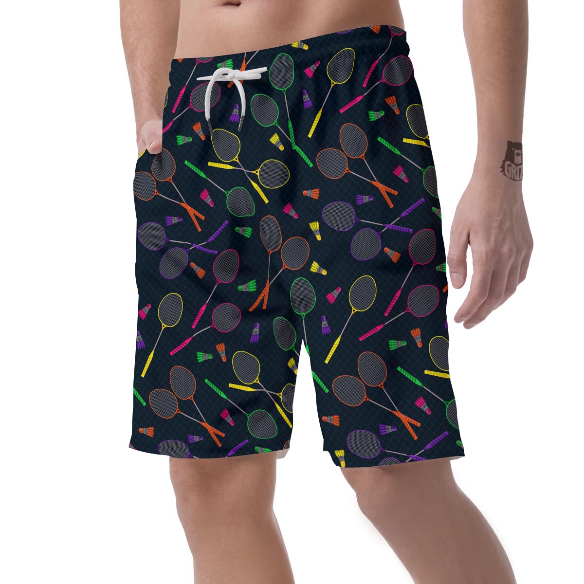 Badminton Colorful Pattern Print Men's Shorts-grizzshop