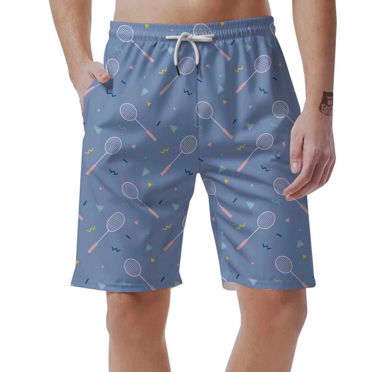 Badminton Cute Print Pattern Men's Shorts-grizzshop