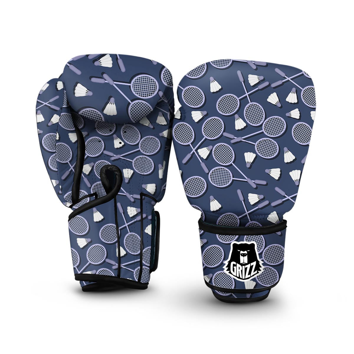 Badminton Pattern Print Boxing Gloves-grizzshop