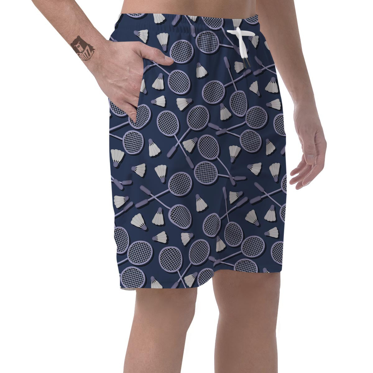 Badminton Pattern Print Men's Shorts-grizzshop