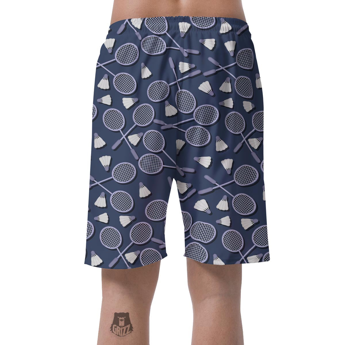 Badminton Pattern Print Men's Shorts-grizzshop