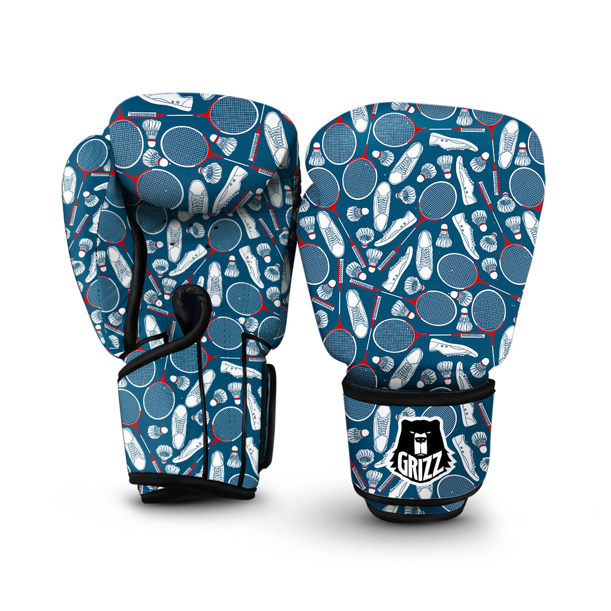 Badminton Print Pattern Boxing Gloves-grizzshop