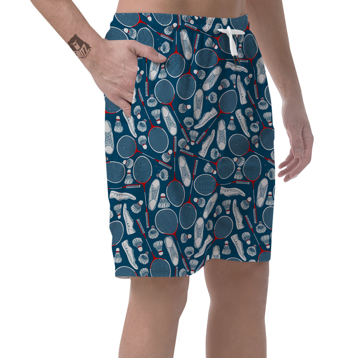 Badminton Print Pattern Men's Shorts-grizzshop