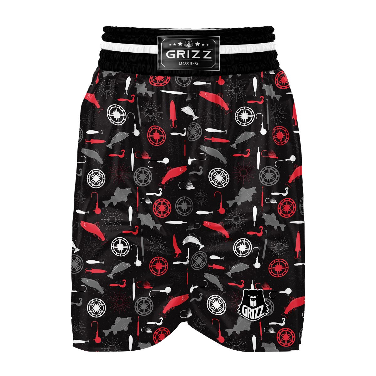 Bait Bass Fishing Pattern Print Boxing Shorts-grizzshop