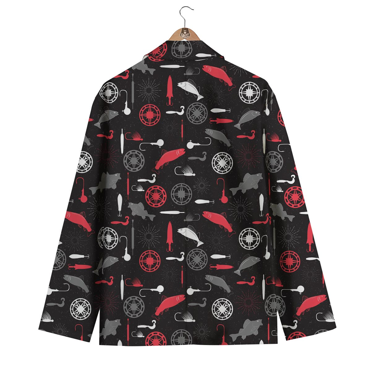 Bait Bass Fishing Pattern Print Men's Blazer-grizzshop