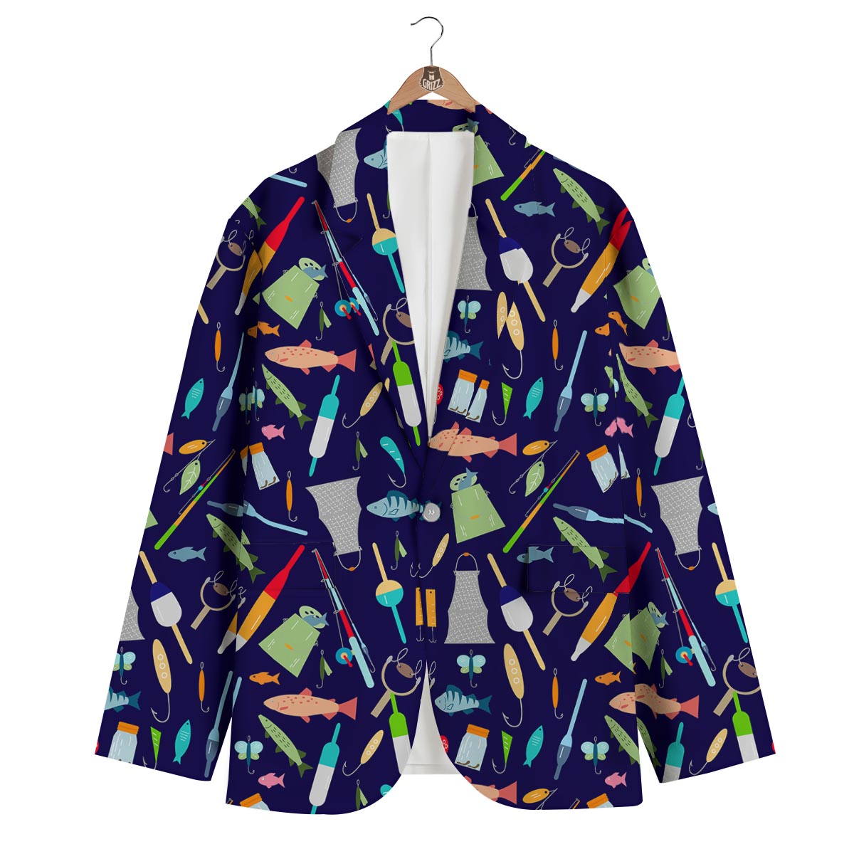Bait Bass Fishing Print Pattern Men's Blazer-grizzshop