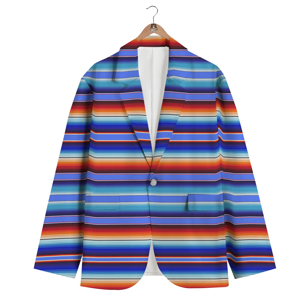 Baja Mexican Blanket Serape Pattern Print Men's Blazer-grizzshop