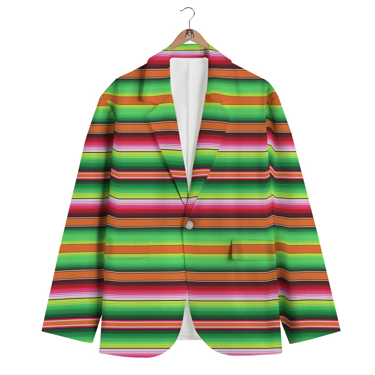 Baja Serape Mexican Blanket Pattern Print Men's Blazer-grizzshop
