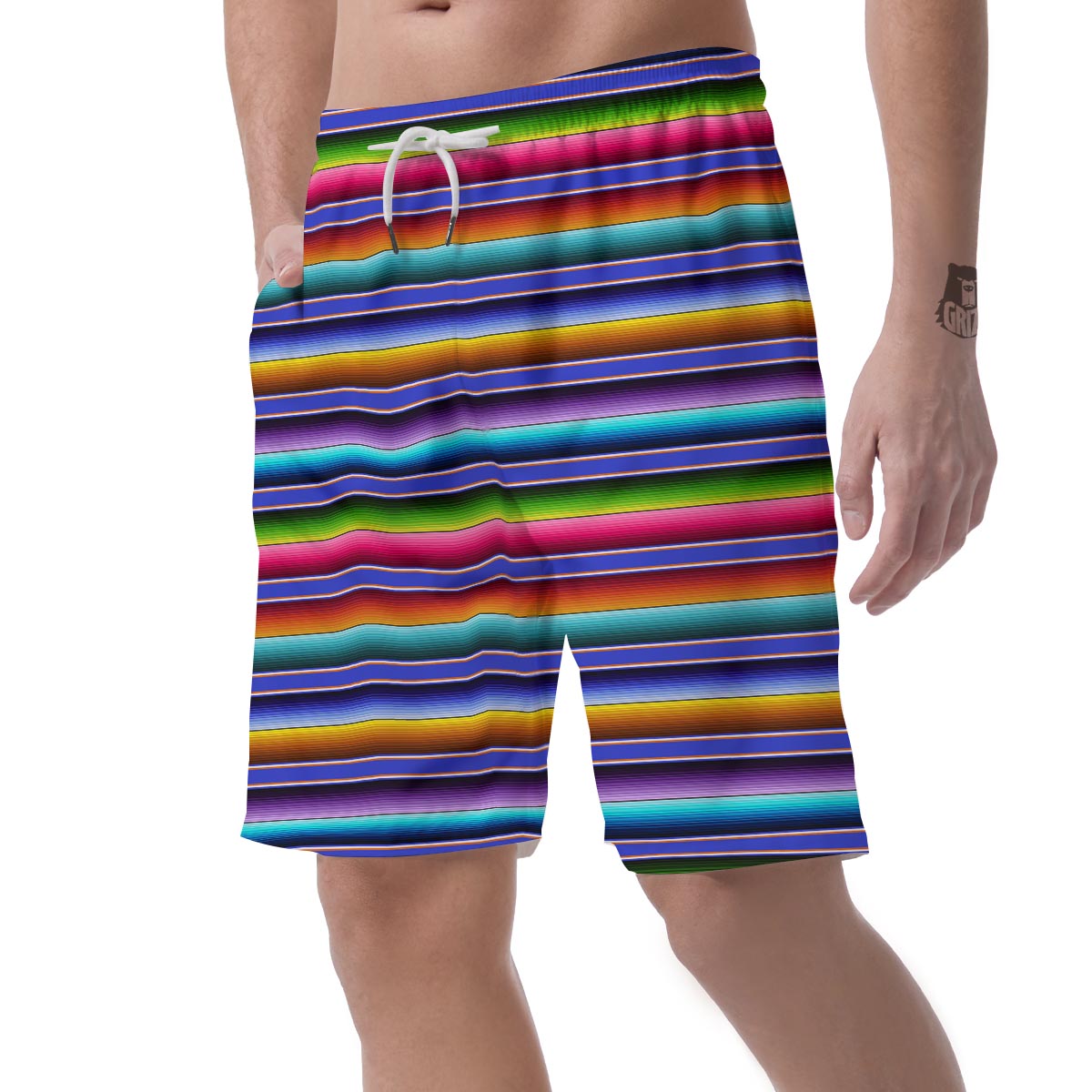 Baja Serape Mexican Men's Shorts-grizzshop