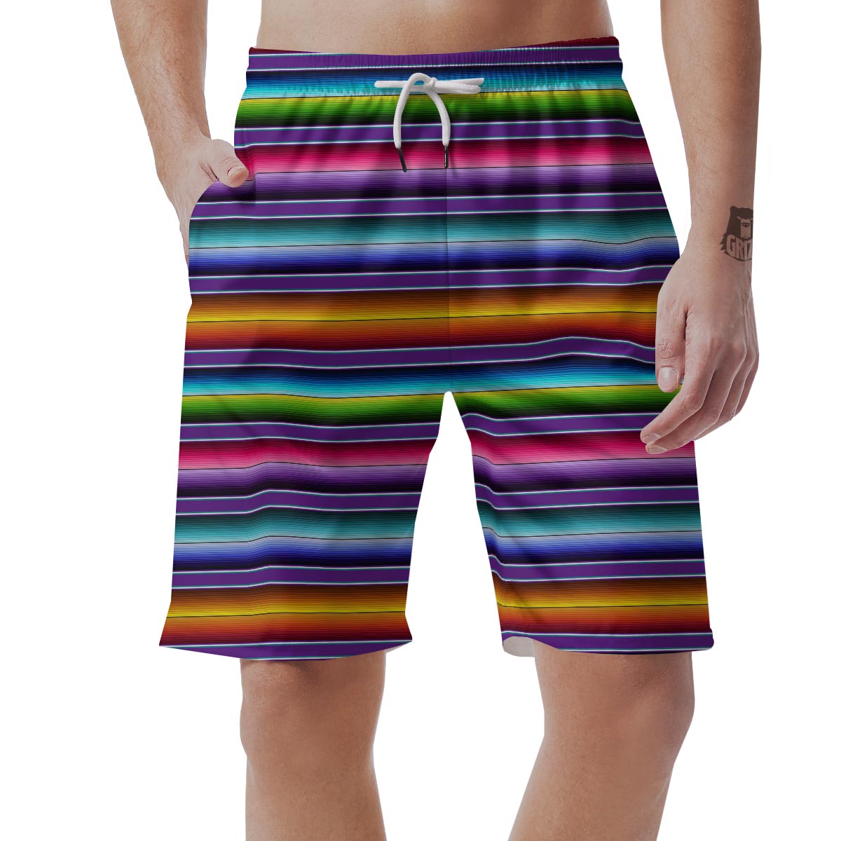 Baja Serape Print Men's Shorts-grizzshop