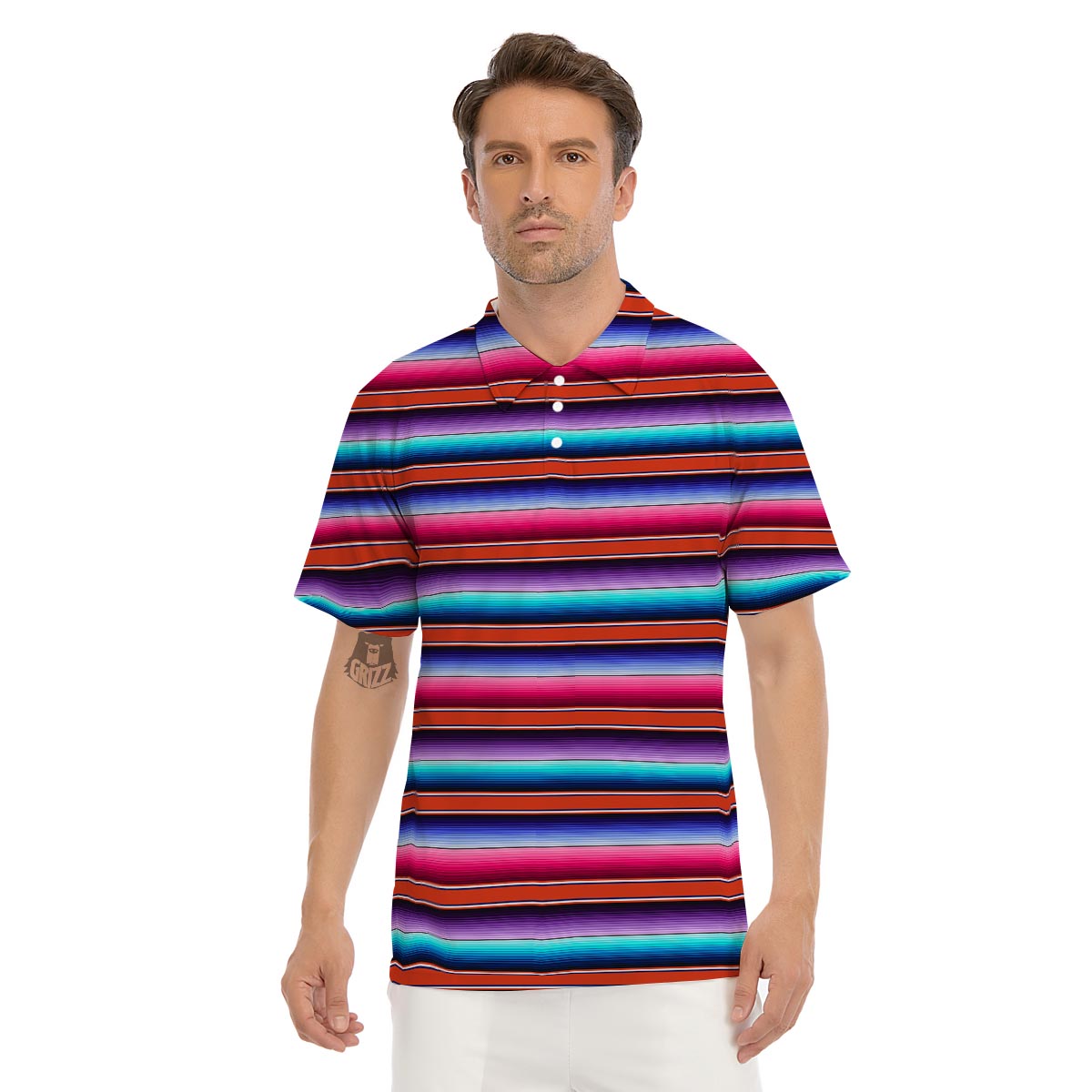 Baja Serape Men's Golf Shirts-grizzshop