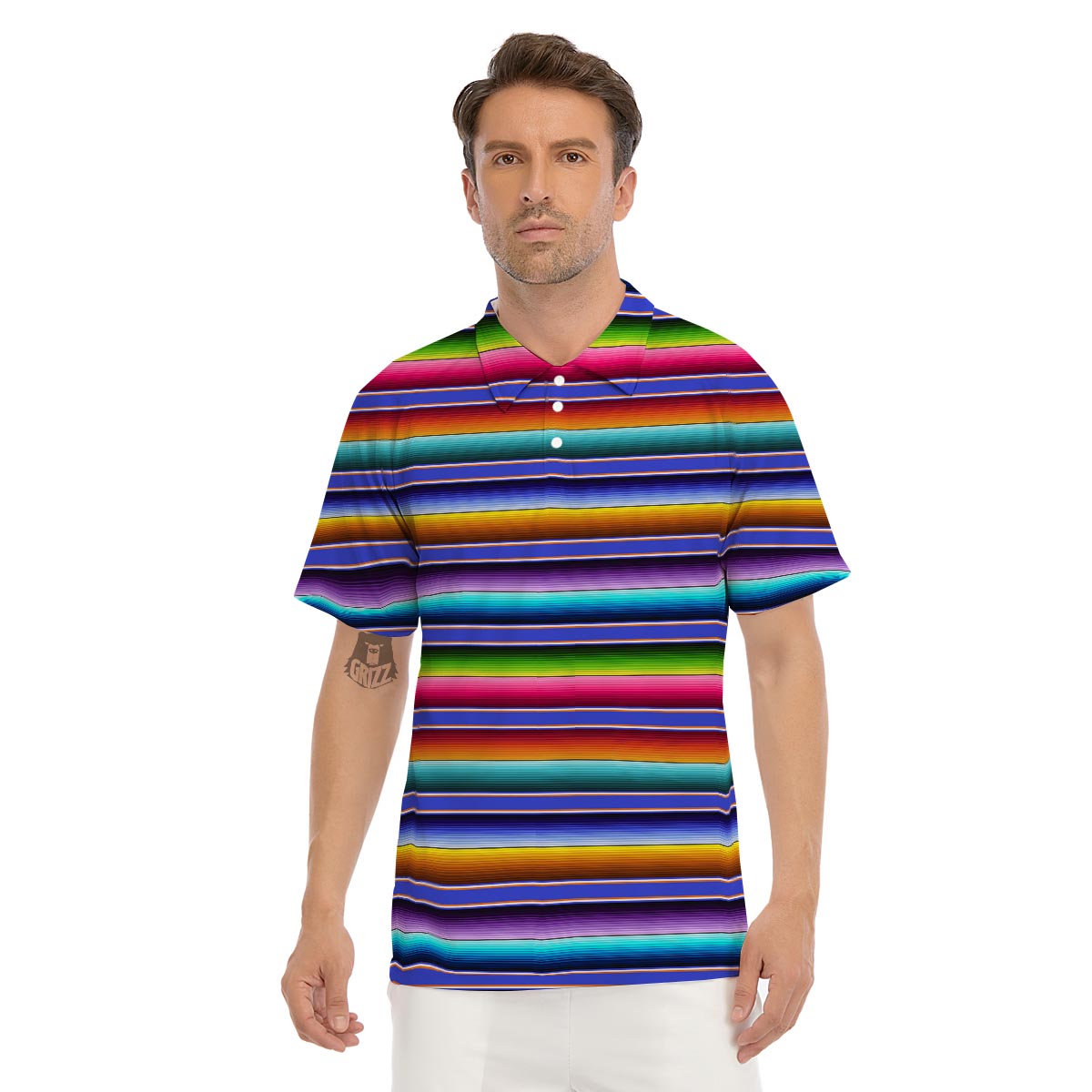 Baja Serape Mexican Men's Golf Shirts-grizzshop