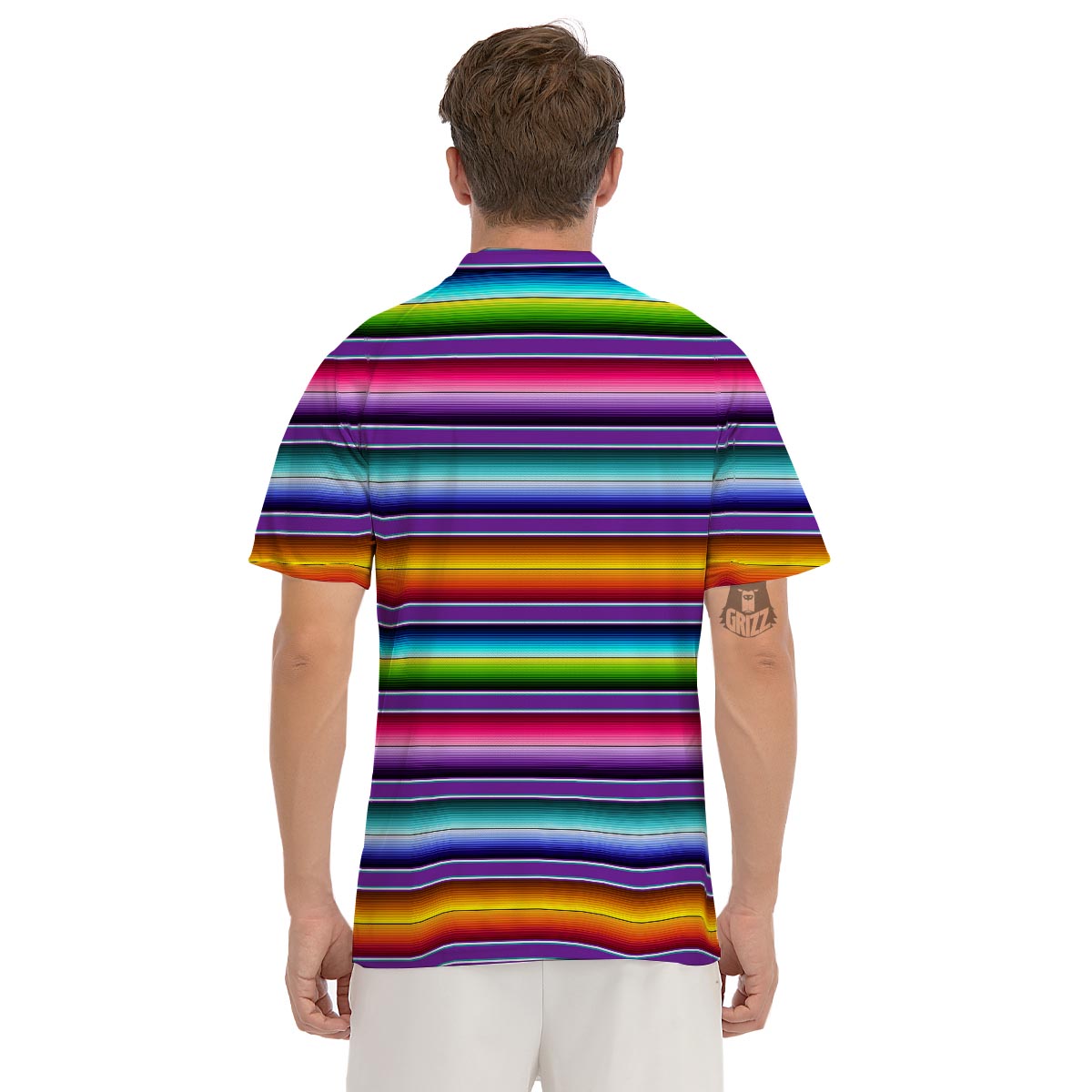 Baja Serape Print Men's Golf Shirts-grizzshop