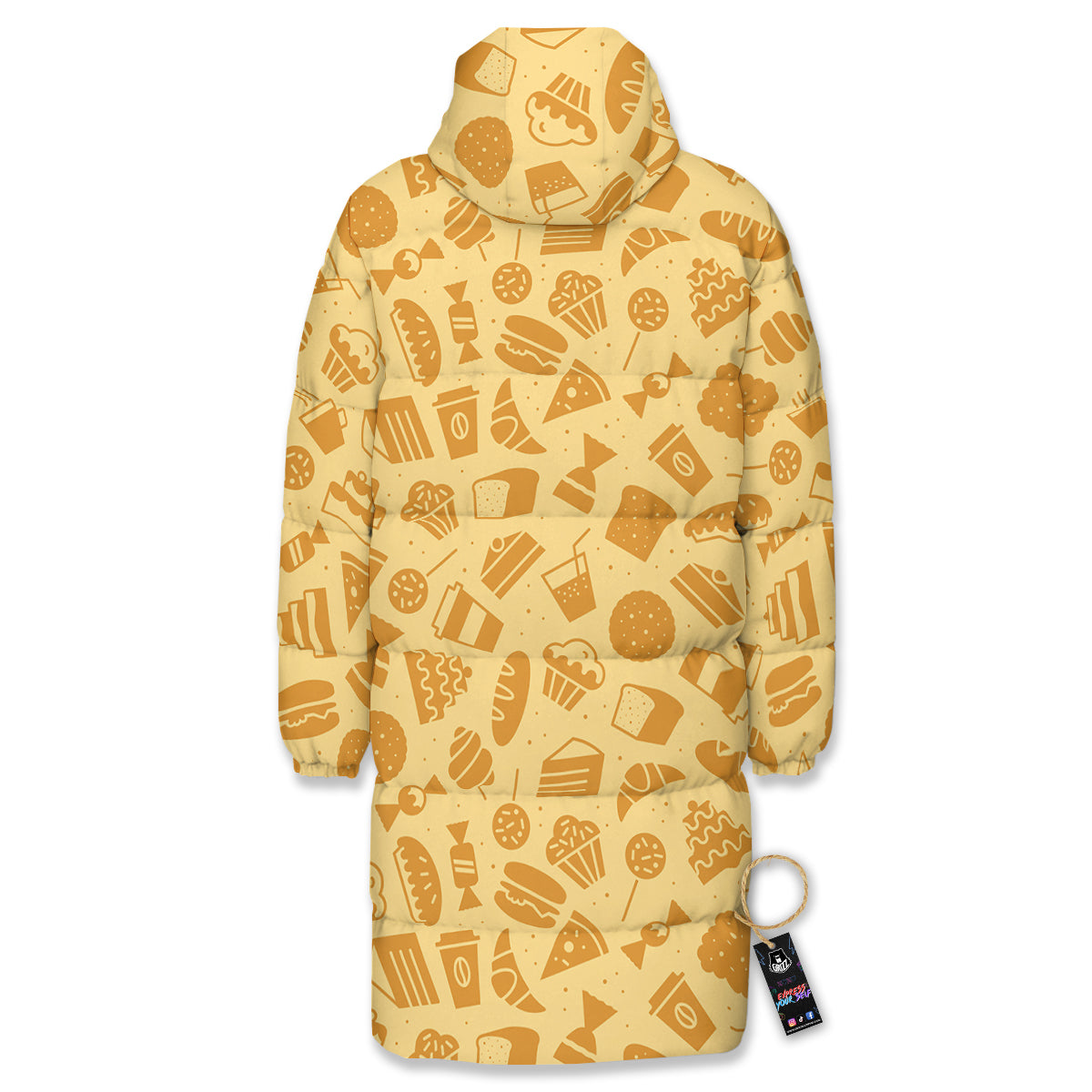 Bakery And Dessert Print Pattern Long Down Jacket-grizzshop