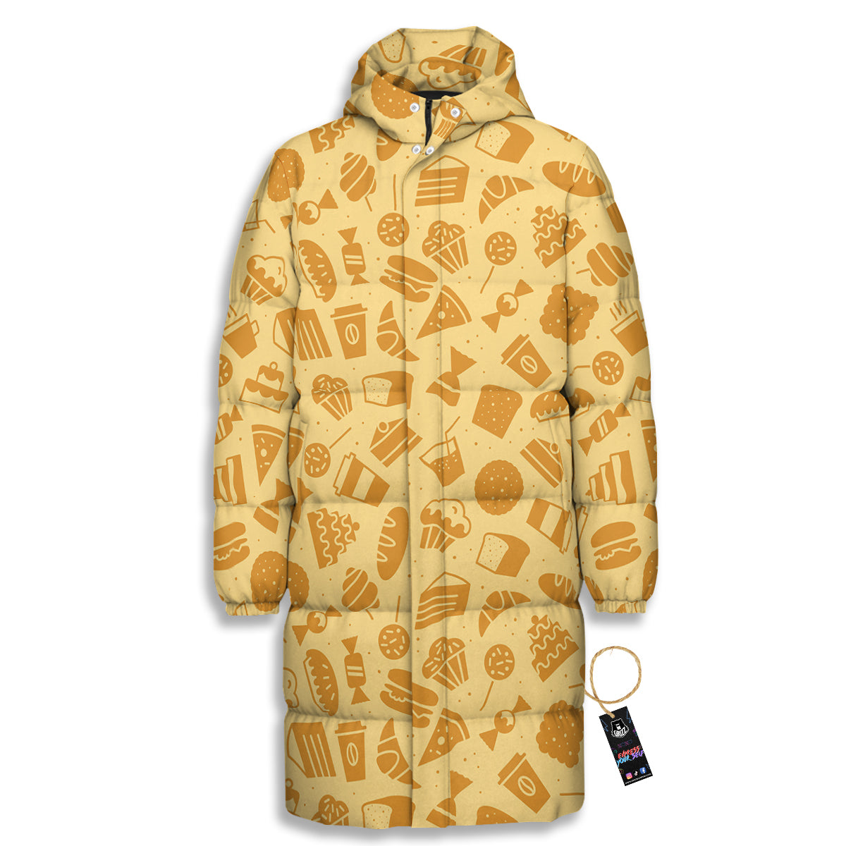 Bakery And Dessert Print Pattern Long Down Jacket-grizzshop