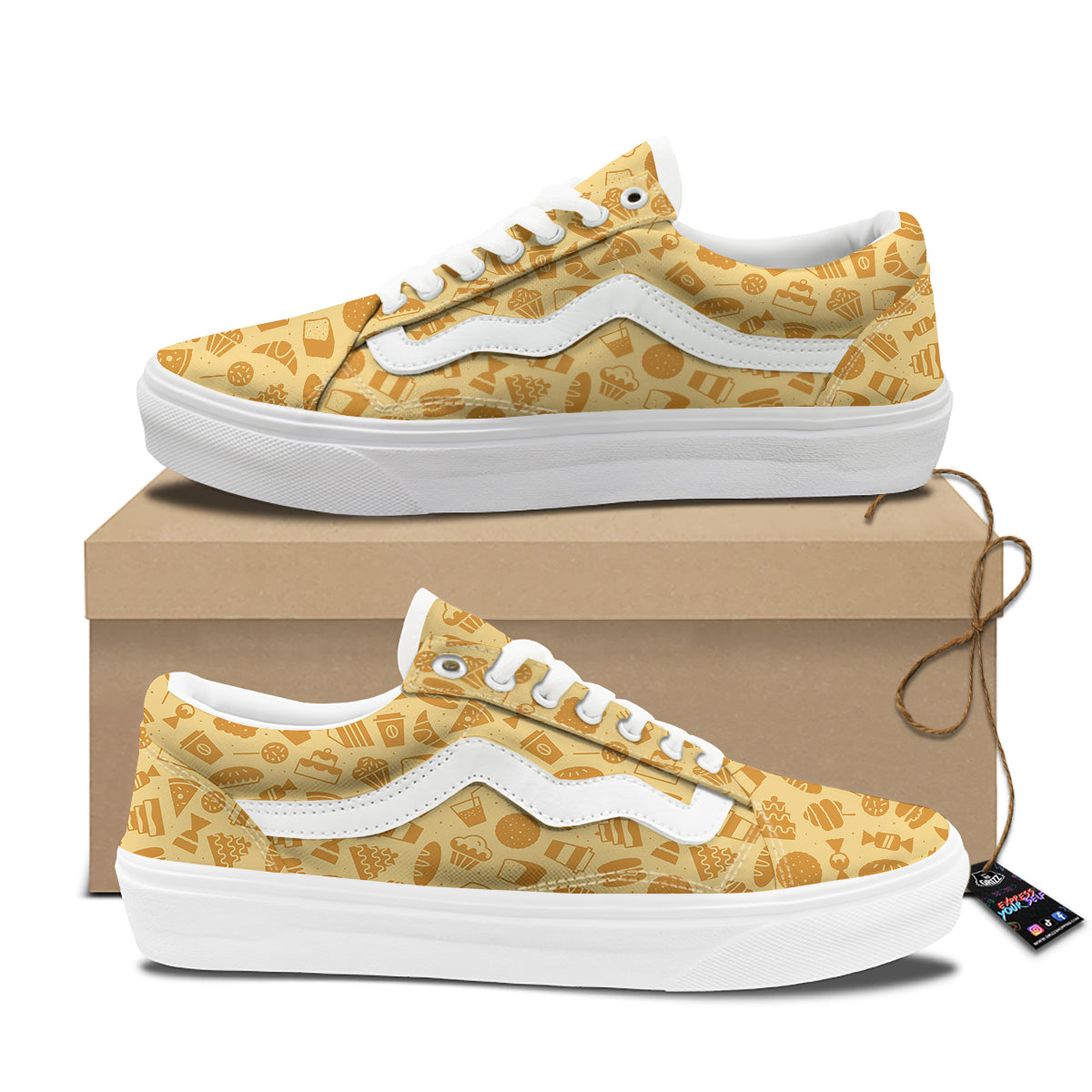 Bakery And Dessert Print Pattern Skate Shoes-grizzshop