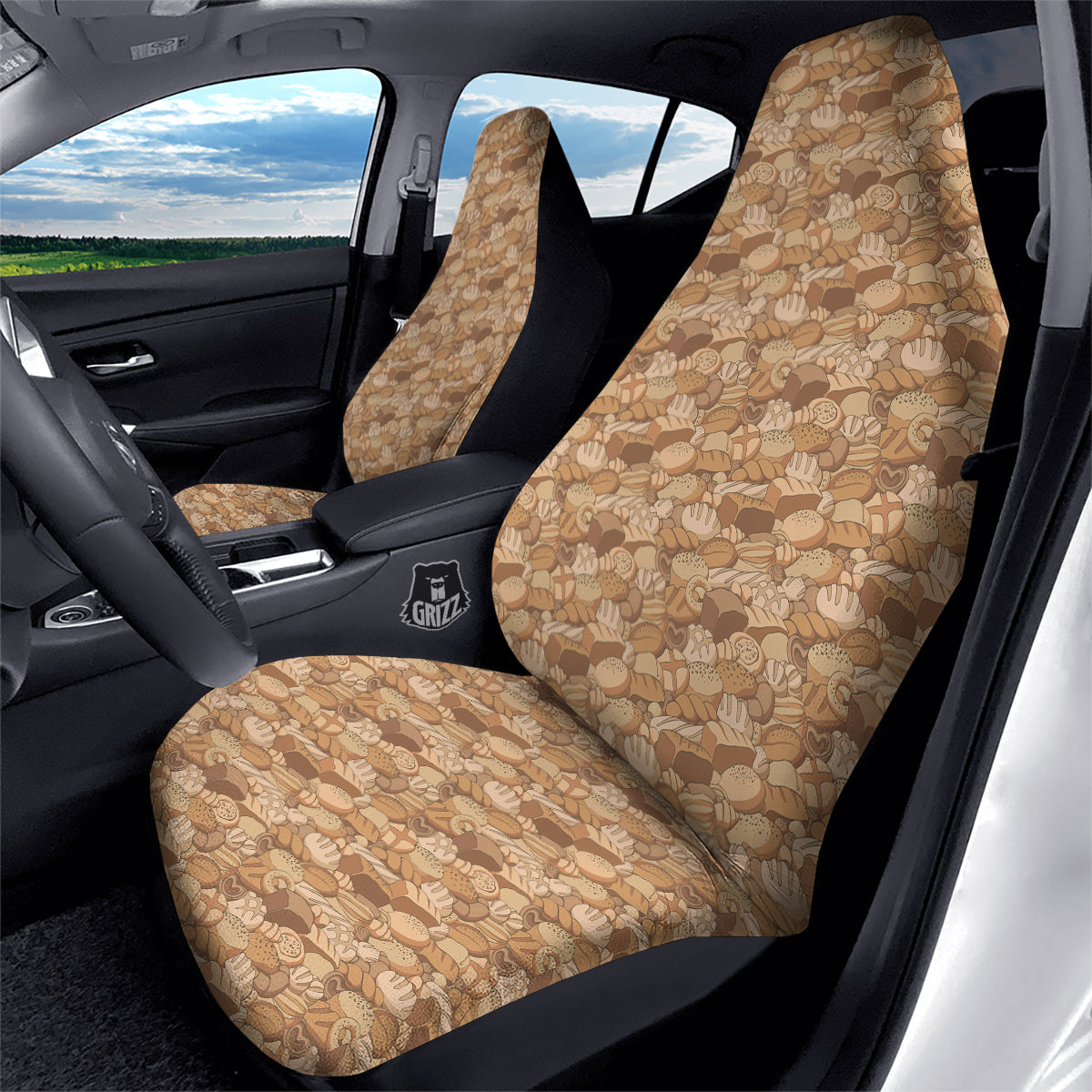 Bakery Bread Vintage Color Print Pattern Car Seat Covers-grizzshop