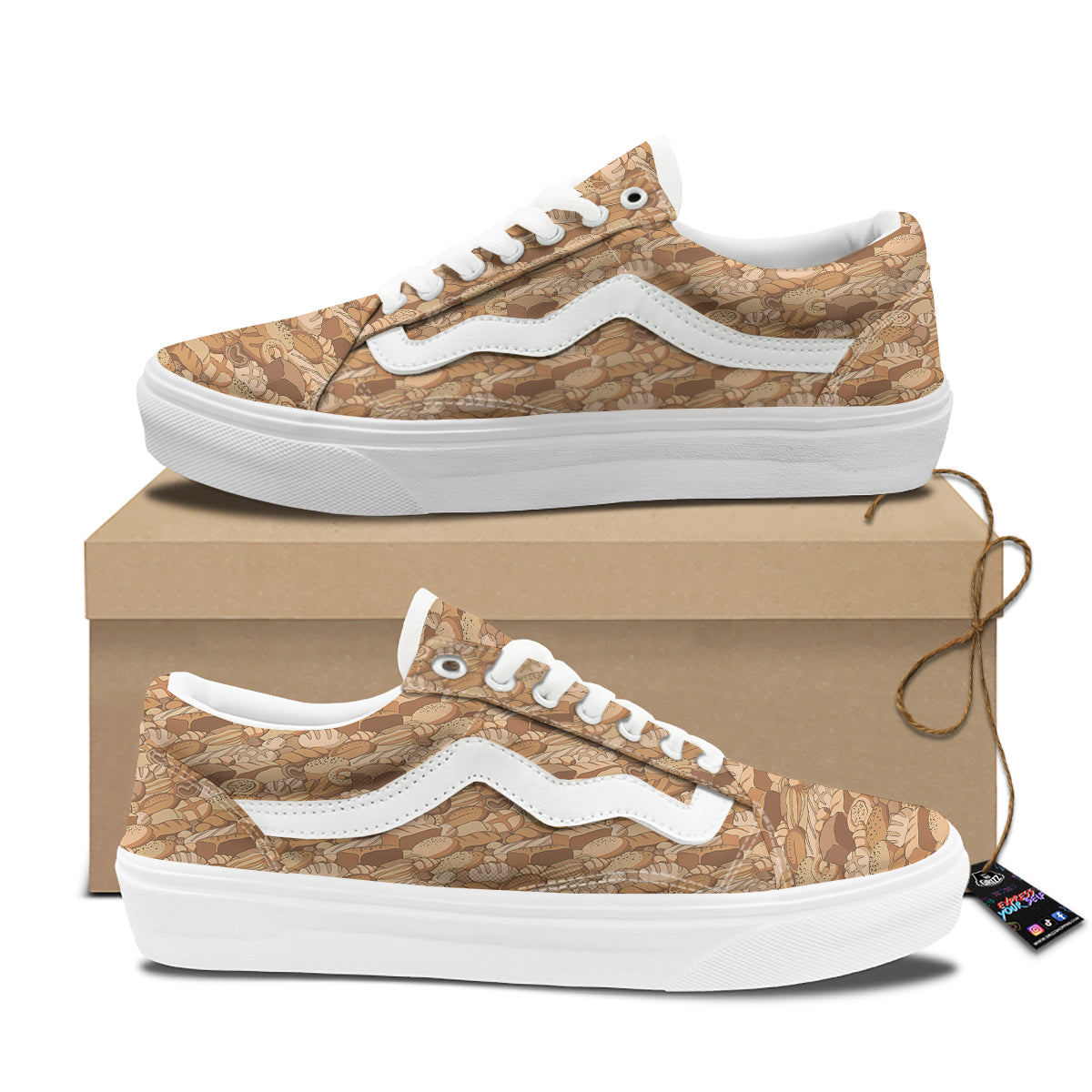 Bakery Bread Vintage Color Print Pattern Skate Shoes-grizzshop