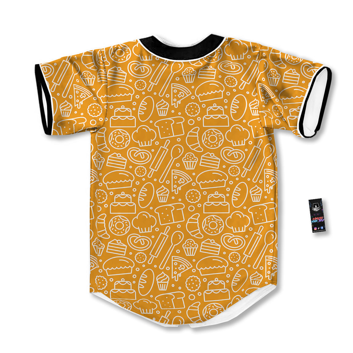 Bakery Yellow Print Pattern Baseball Jersey-grizzshop
