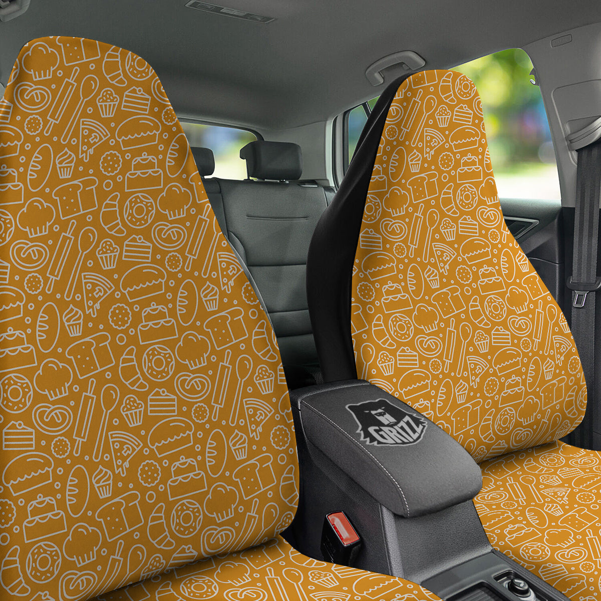 Bakery Yellow Print Pattern Car Seat Covers-grizzshop