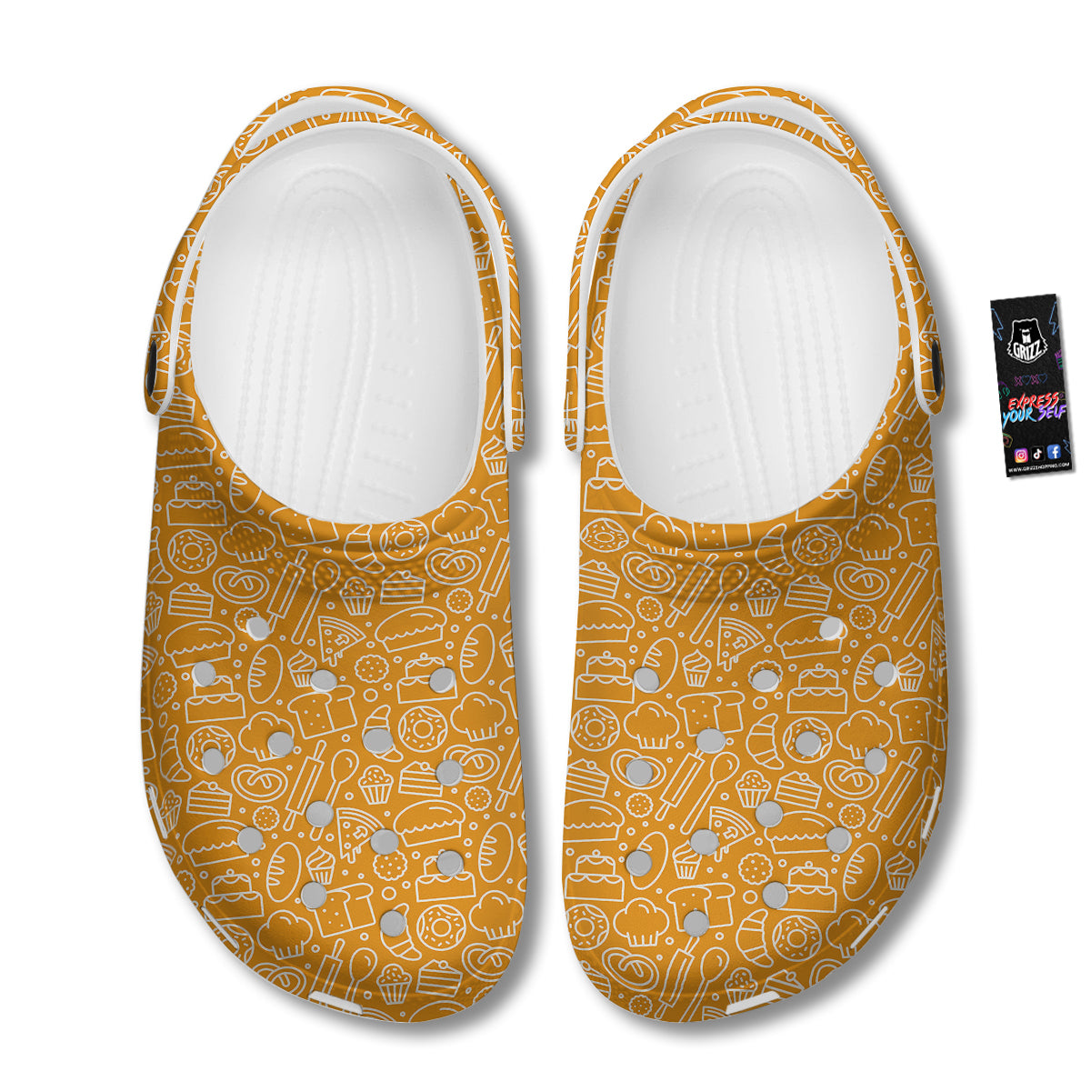 Bakery Yellow Print Pattern Clog-grizzshop