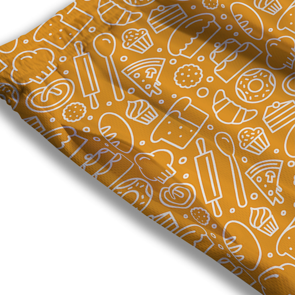 Bakery Yellow Print Pattern Mesh Shorts-grizzshop