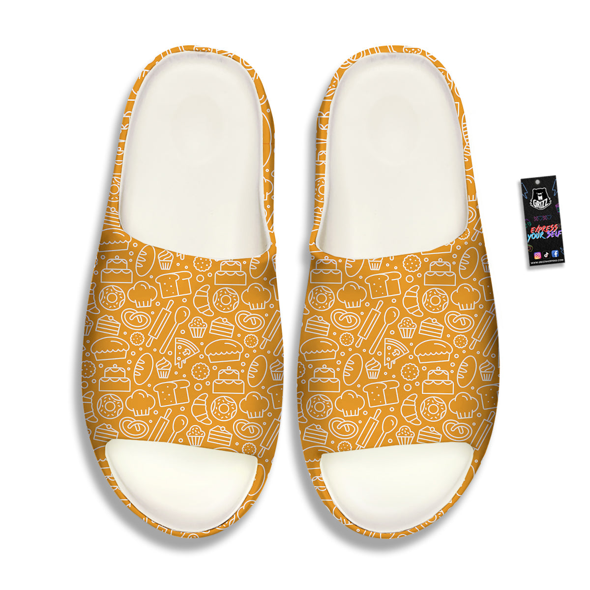 Bakery Yellow Print Pattern Sandals-grizzshop