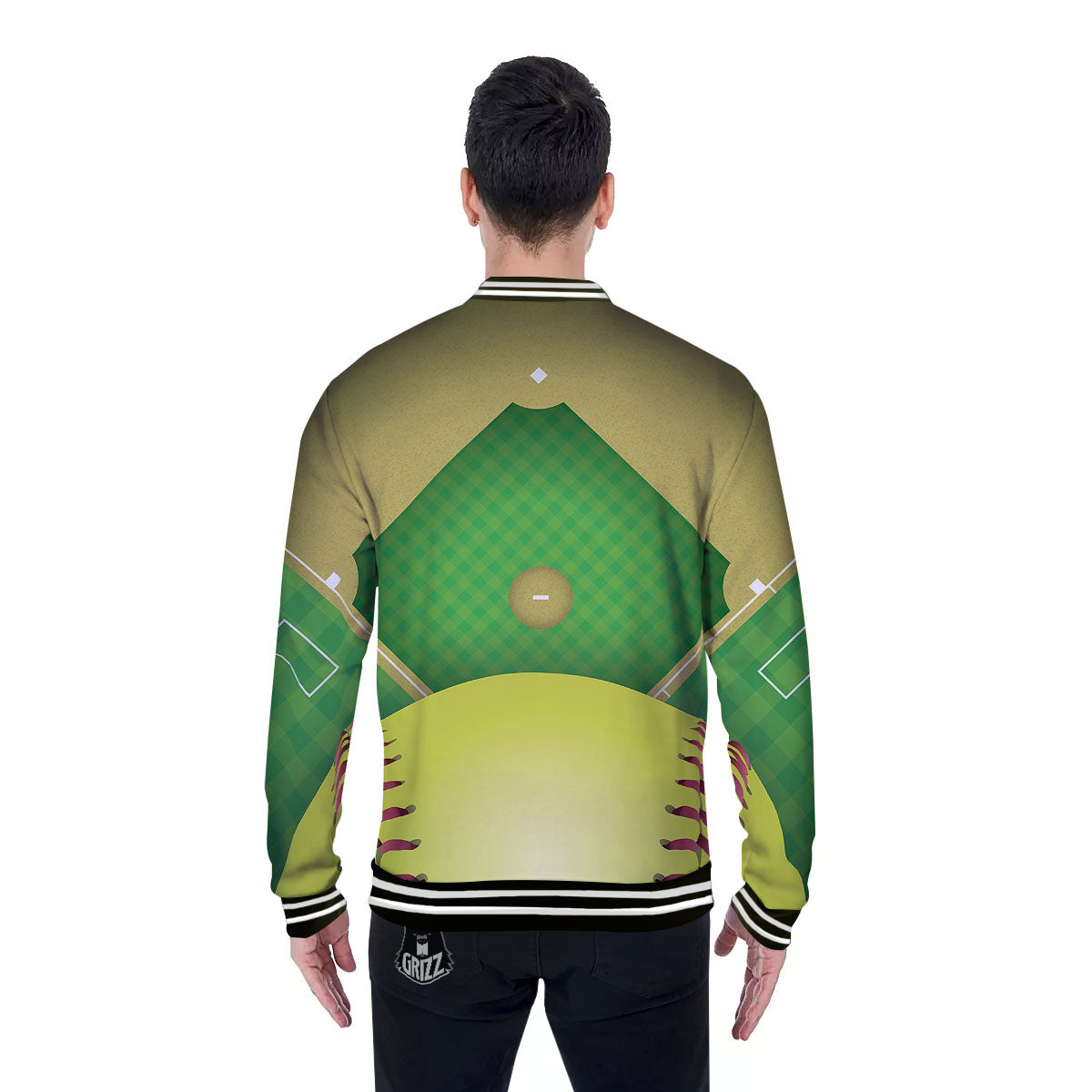 Ball And Softball Field Print Baseball Jacket-grizzshop