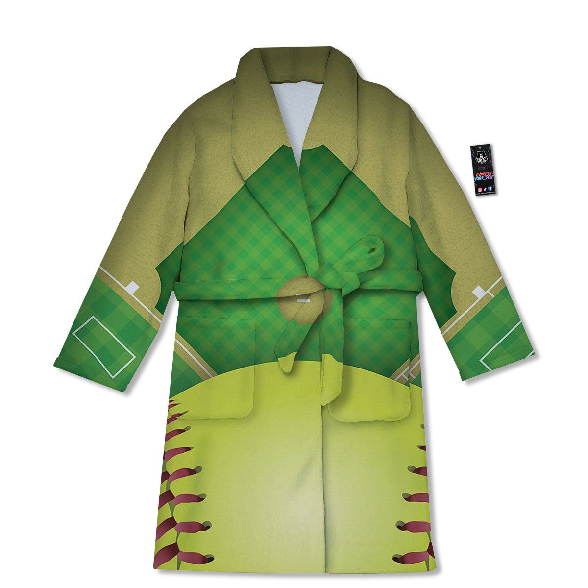 Ball And Softball Field Print Bathrobe-grizzshop