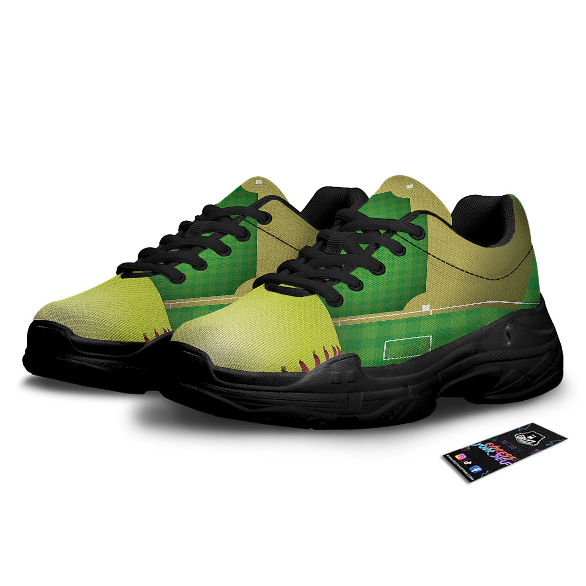Ball And Softball Field Print Black Chunky Shoes-grizzshop