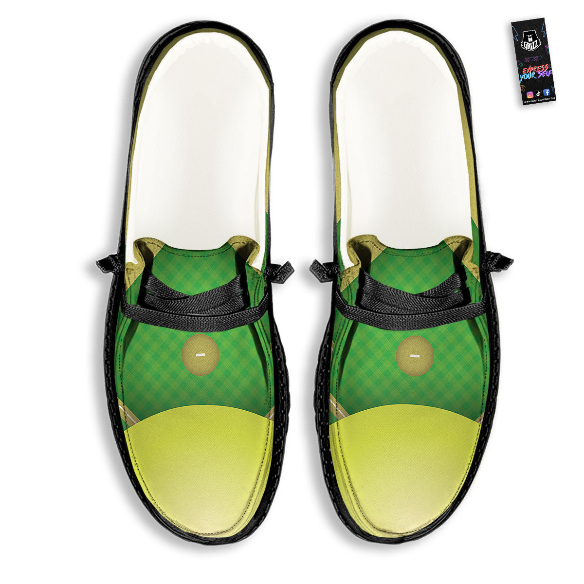 Ball And Softball Field Print Black Loafers-grizzshop