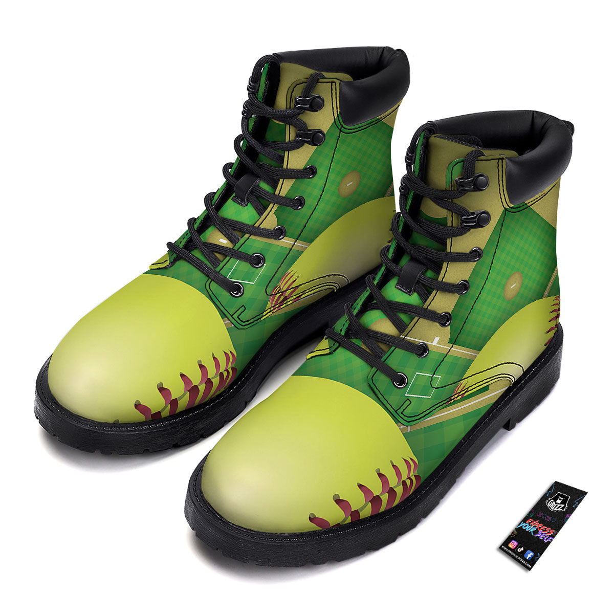 Ball And Softball Field Print Boots-grizzshop