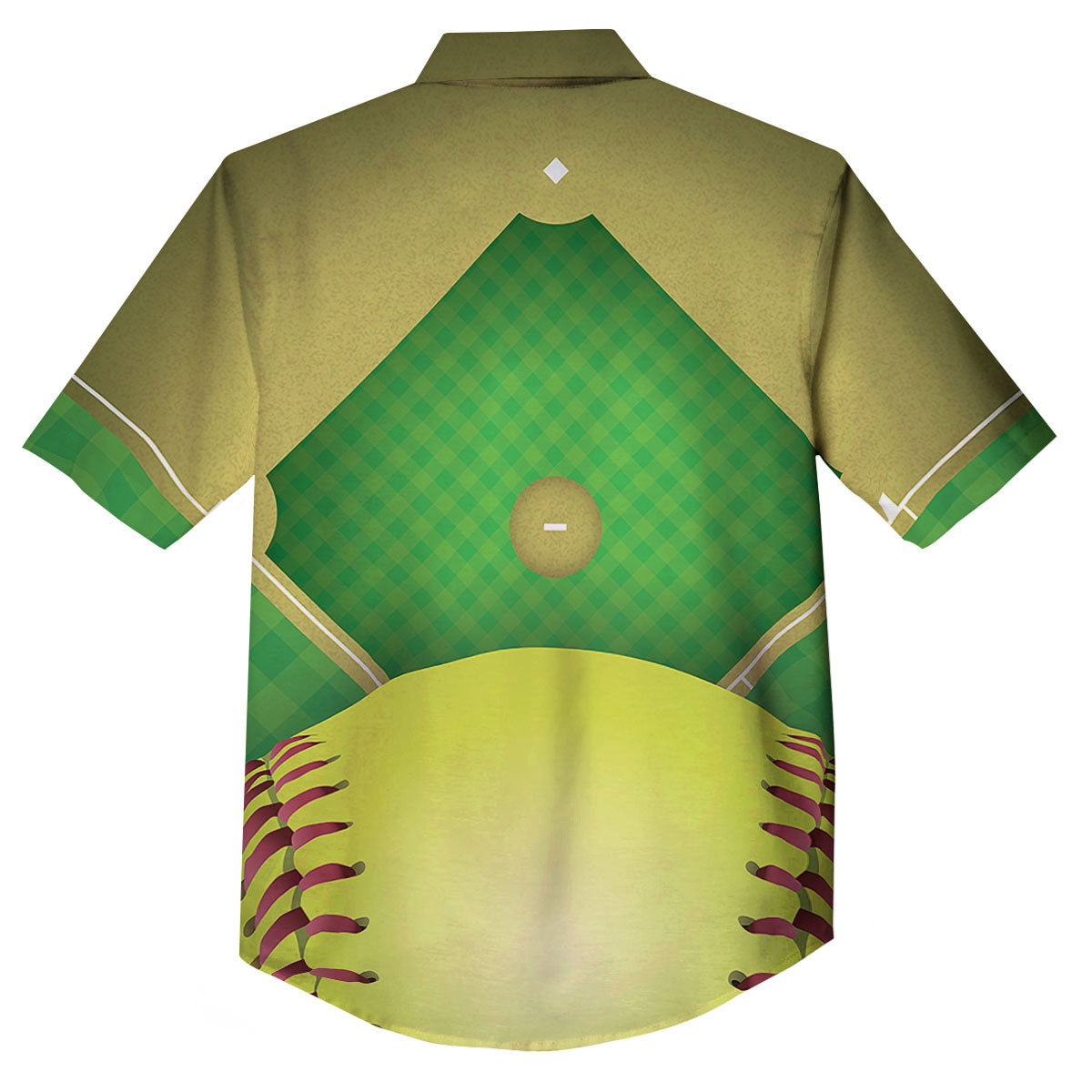 Ball And Softball Field Print Button Up Shirt-grizzshop