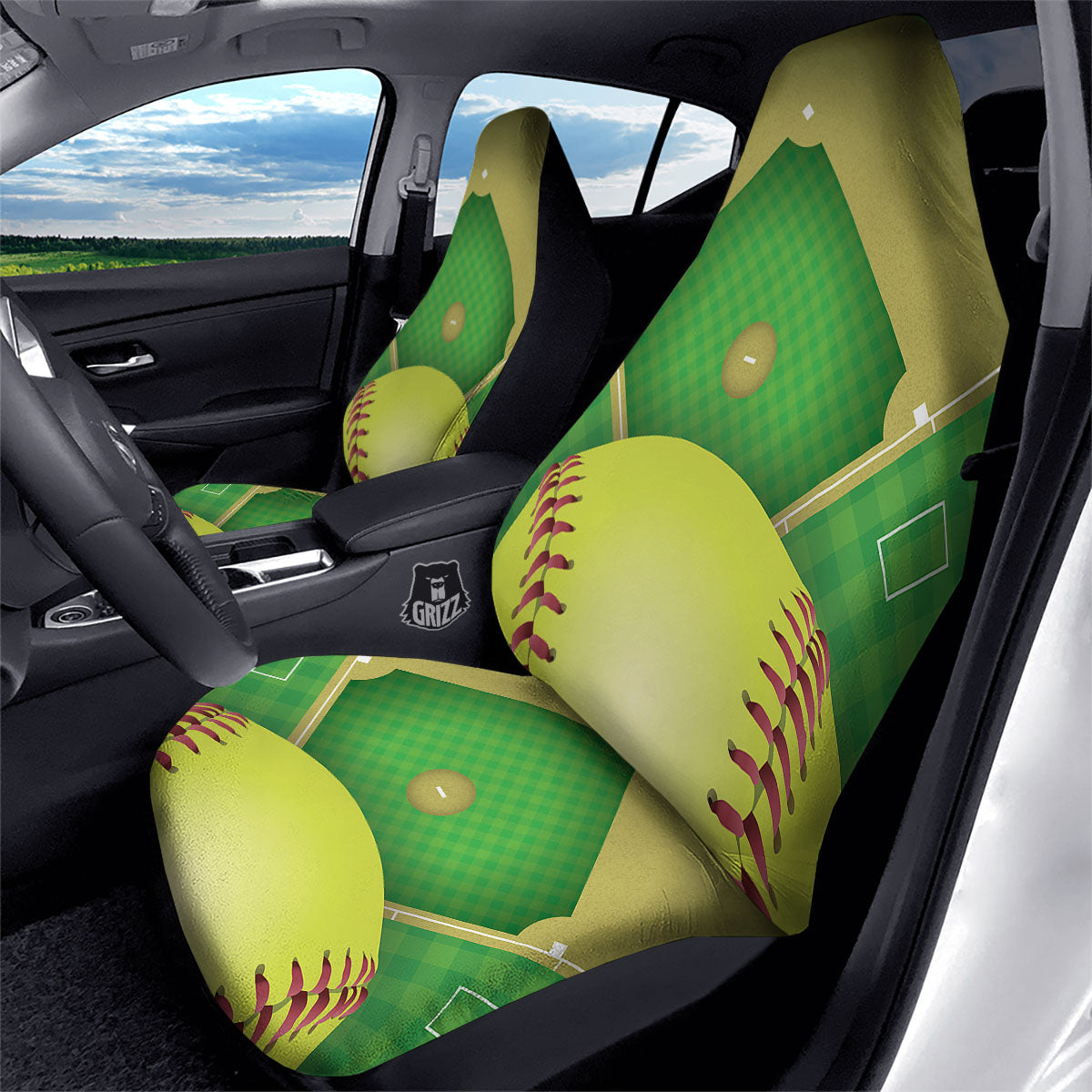 Ball And Softball Field Print Car Seat Covers-grizzshop