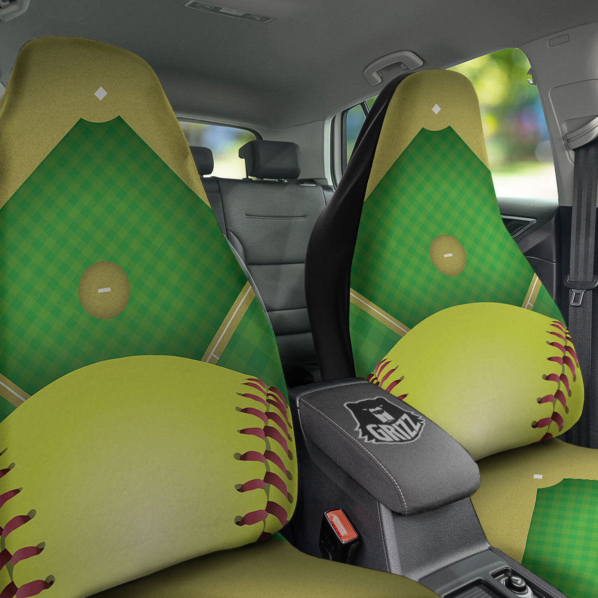 Ball And Softball Field Print Car Seat Covers-grizzshop