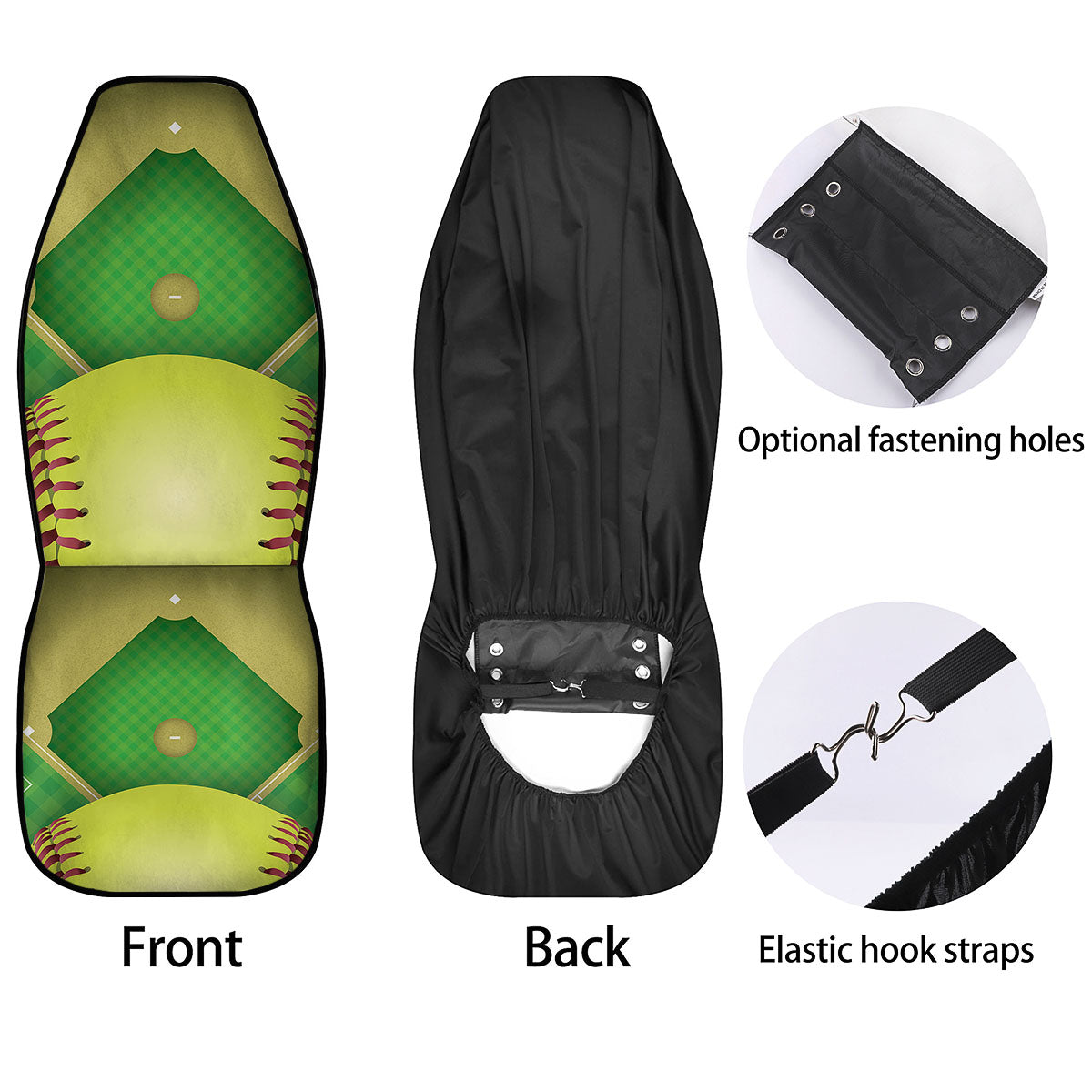 Ball And Softball Field Print Car Seat Covers-grizzshop