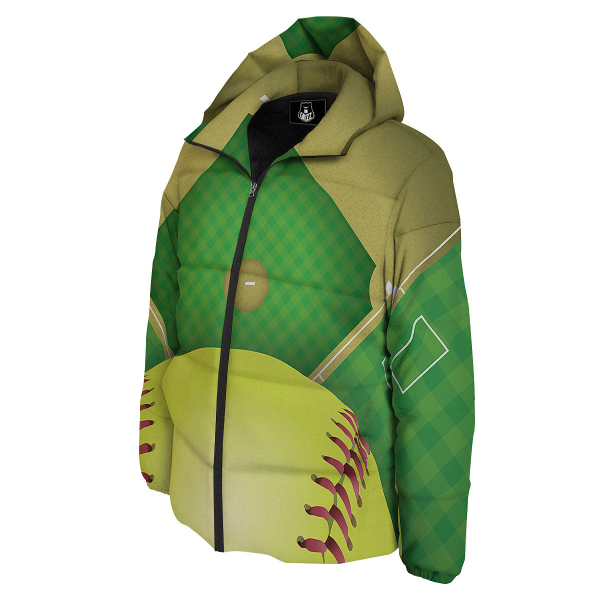 Ball And Softball Field Print Down Jacket-grizzshop