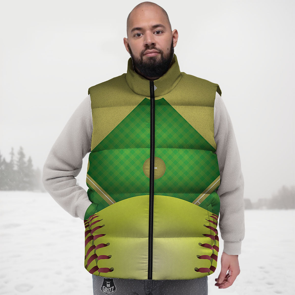 Ball And Softball Field Print Down Vest