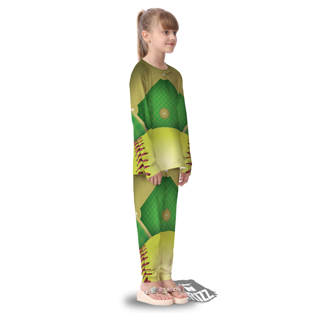 Ball And Softball Field Print Kid's Pajamas-grizzshop
