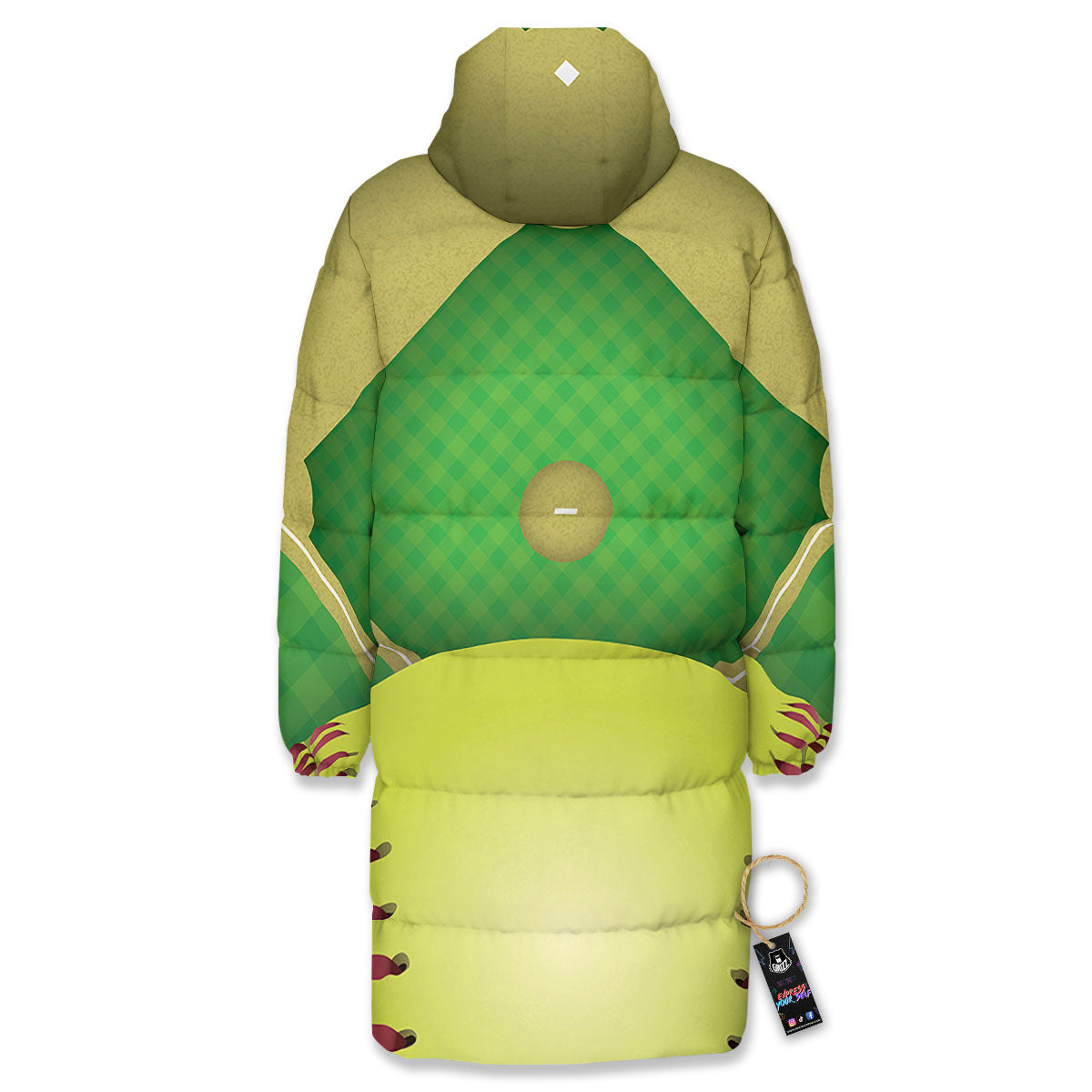 Ball And Softball Field Print Long Down Jacket-grizzshop