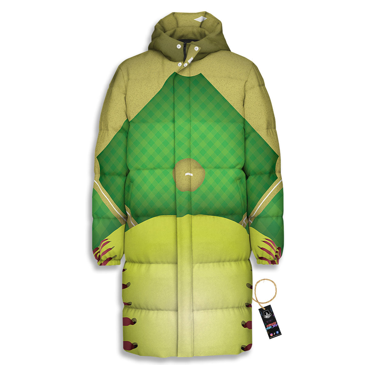 Ball And Softball Field Print Long Down Jacket-grizzshop