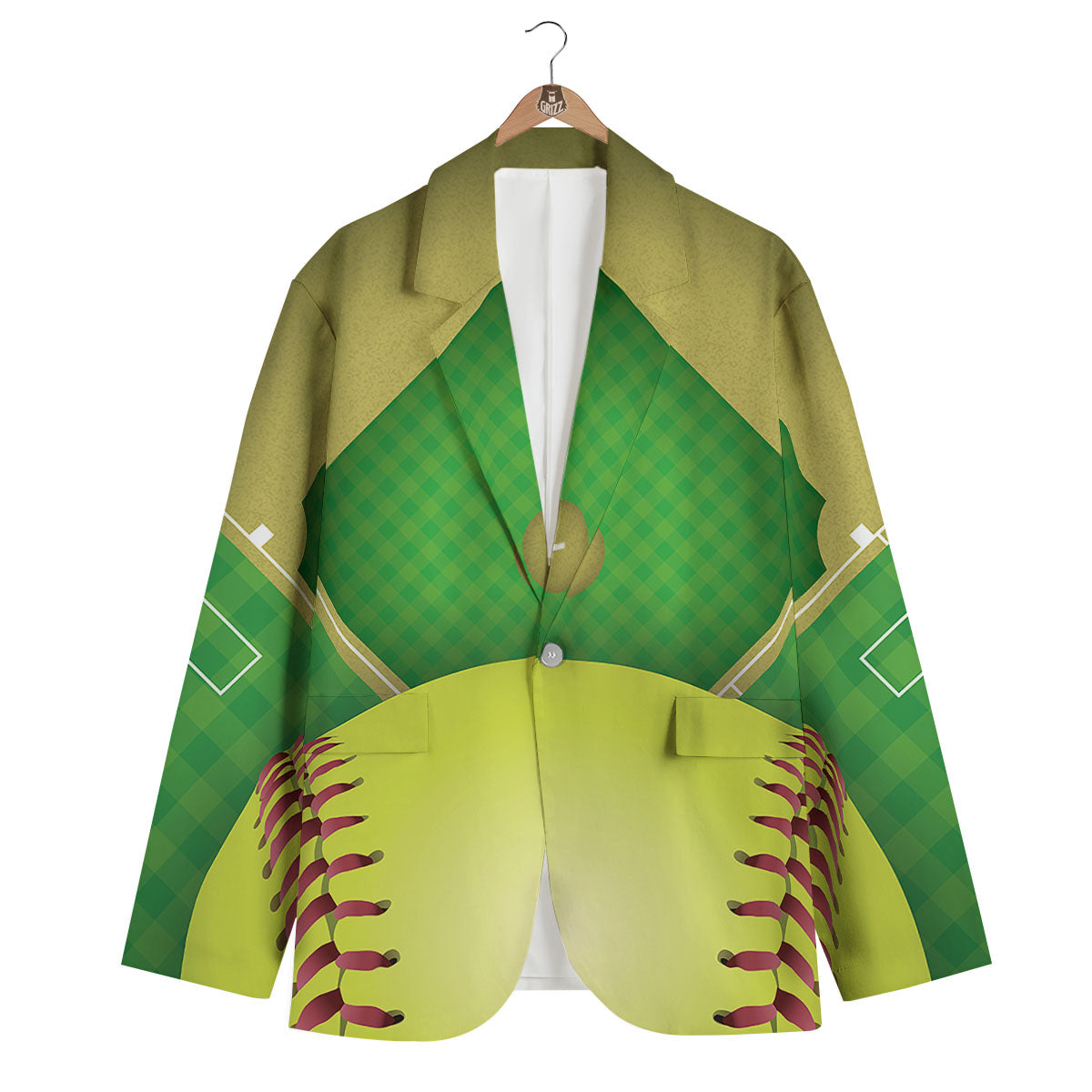 Ball And Softball Field Print Men's Blazer-grizzshop
