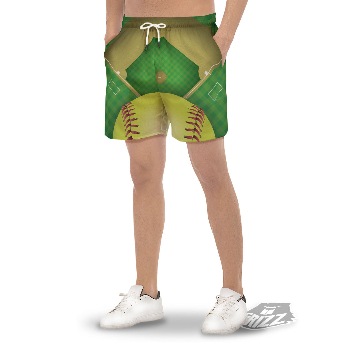 Ball And Softball Field Print Men's Gym Shorts-grizzshop