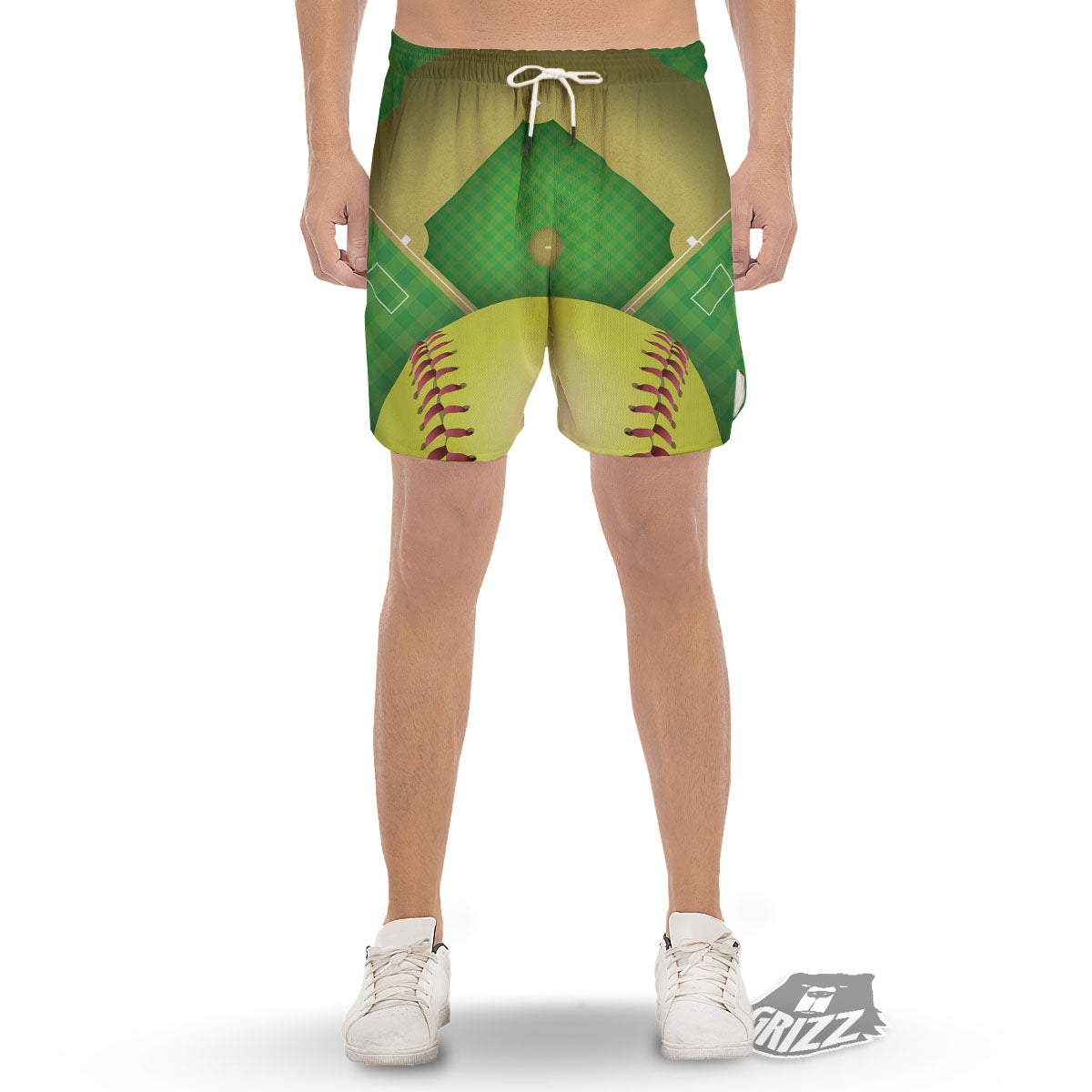 Ball And Softball Field Print Men's Gym Shorts-grizzshop