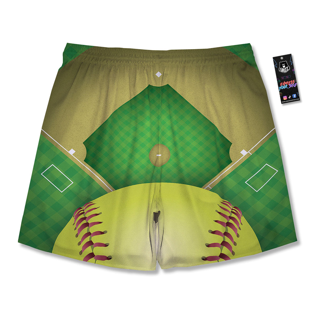 Ball And Softball Field Print Men's Running Shorts-grizzshop