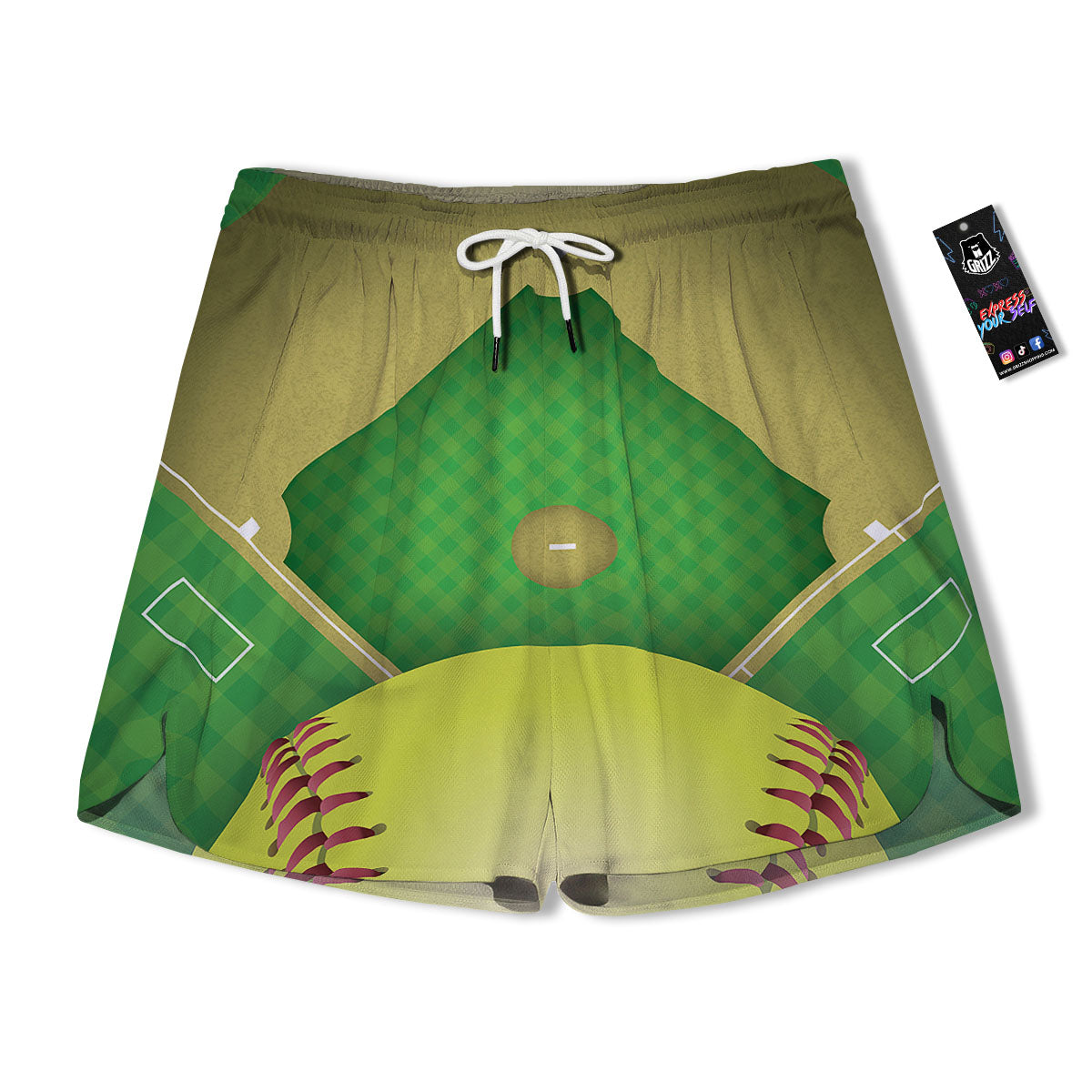 Ball And Softball Field Print Men's Running Shorts-grizzshop